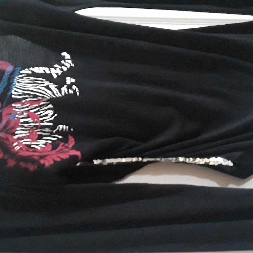 Y2K Triple Five Soul Rare long sleeve chain back sequin black tiger top Demure - Picture 8 of 13